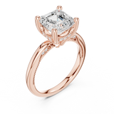 Gold Ring, Asscher center stone, Rose Gold, view 2