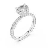 Gold Ring DDLR-165, Heart center stone, White Gold, view 2