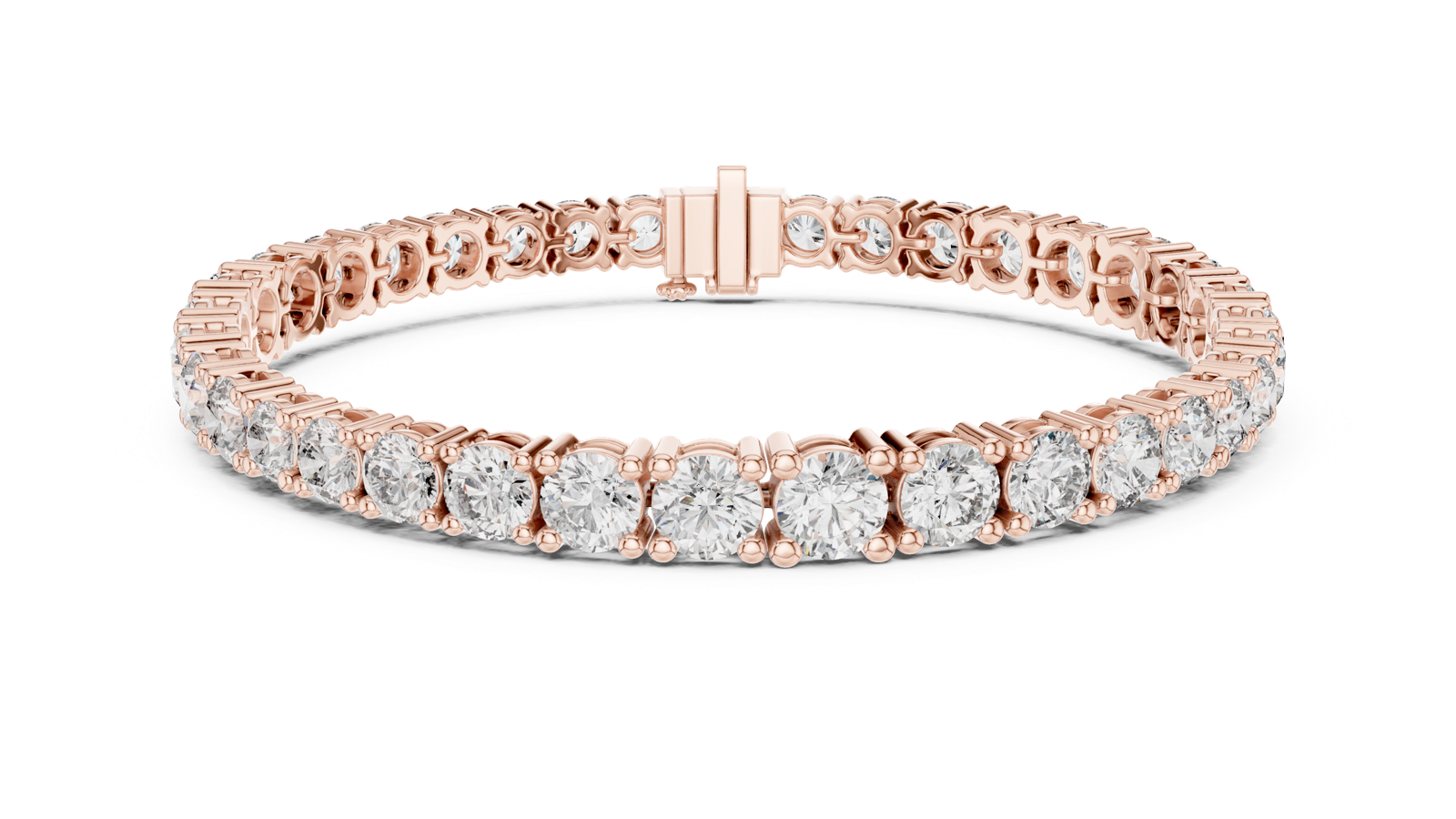 14K Solid Gold Lab Diamond Bracelet, Rose Gold, view 4