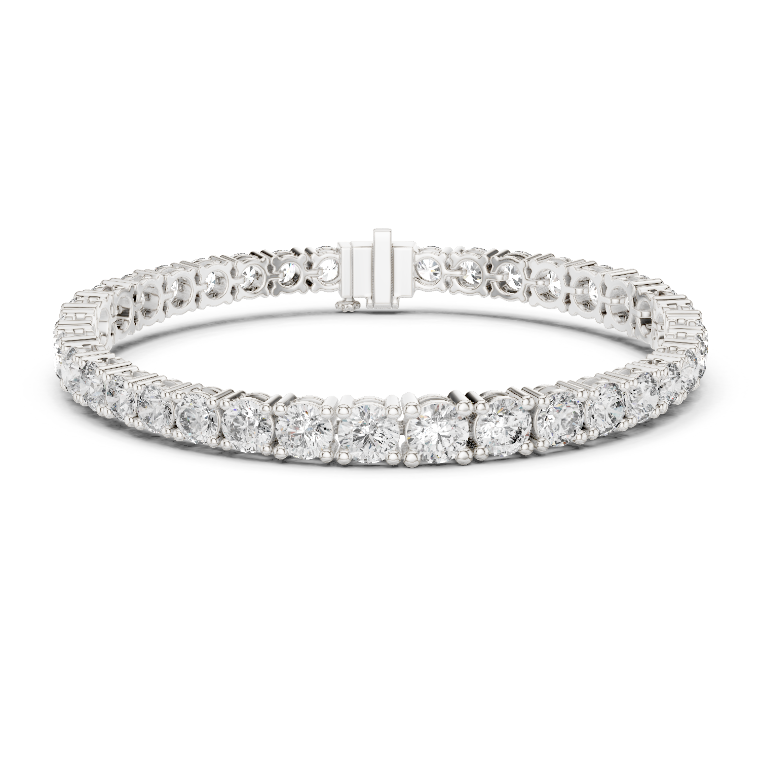 14K Solid Gold Lab Diamond Bracelet, White Gold