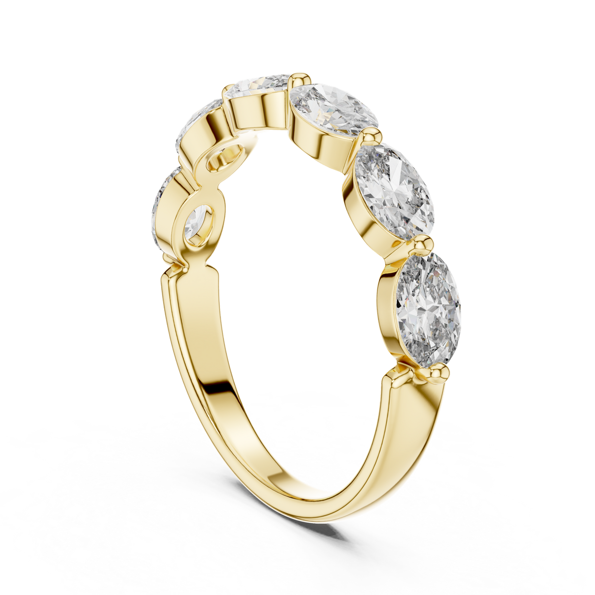14K Solid Gold Lab Diamond Band Ring, Yellow Gold, view 1