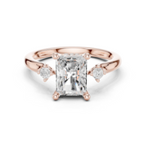 Gold Ring DDLR-164, Radiant center stone, Rose Gold