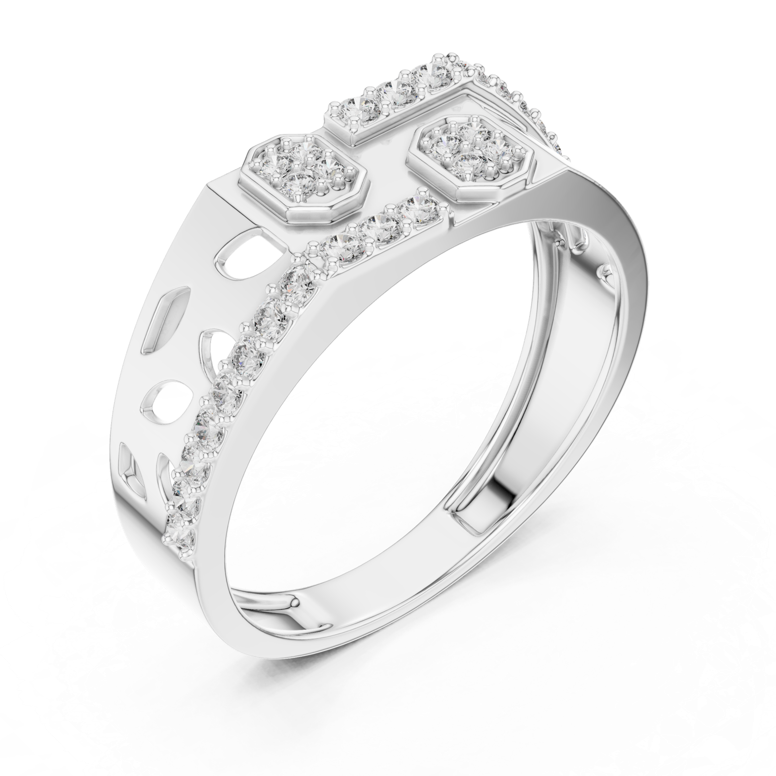 Gold Ring LR-01 (30), White Gold, view 2