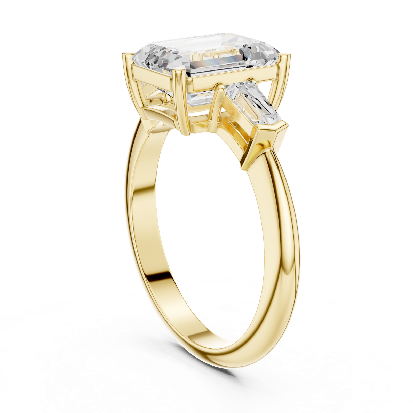 Gold Jewelry, Emerald center stone, Yellow Gold, view 1