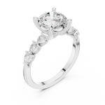 Gold Ring DDLR-168, Round center stone, White Gold, view 2