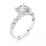 Gold Ring DDLR-168, Round center stone, White Gold, view 2
