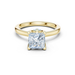 Gold Ring DDLR-176, Princess center stone, Yellow Gold