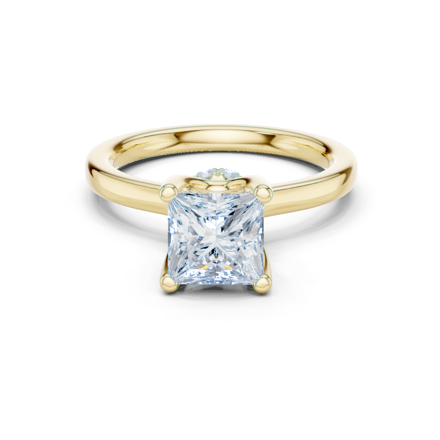 Gold Ring DDLR-176, Princess center stone, Yellow Gold