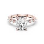 Gold Ring, Oval center stone, Rose Gold