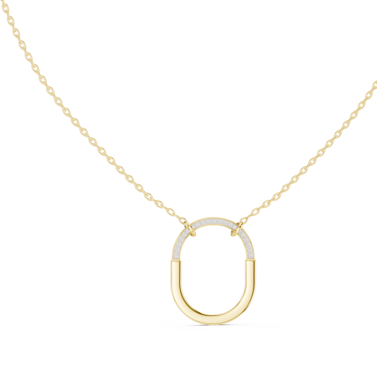14K Solid Gold Lab Diamond Pendant Necklace, Yellow Gold, view 1