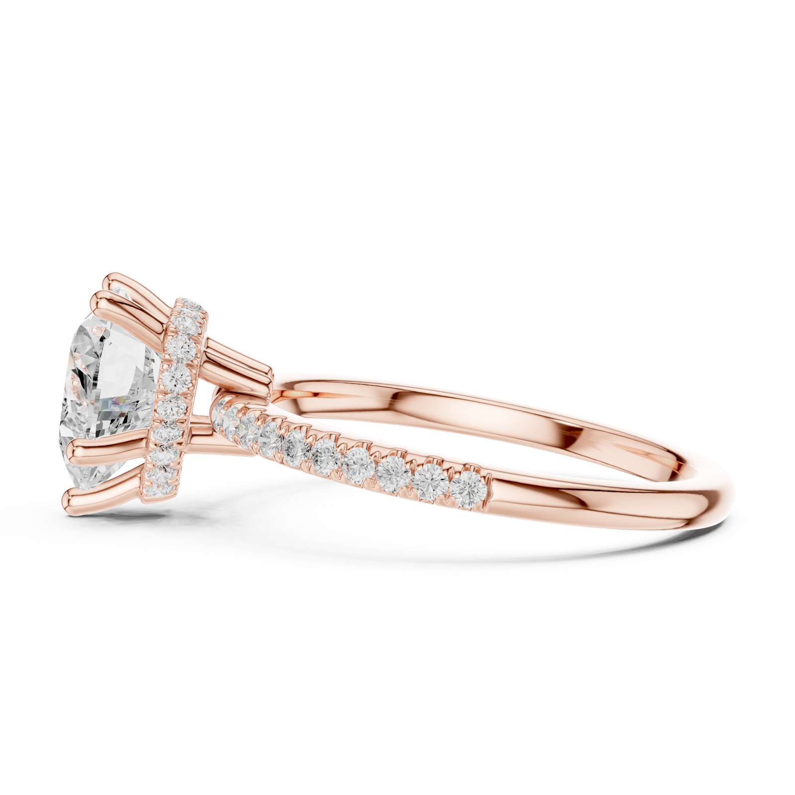 Gold Ring DDLR-177, Heart center stone, Rose Gold, view 3
