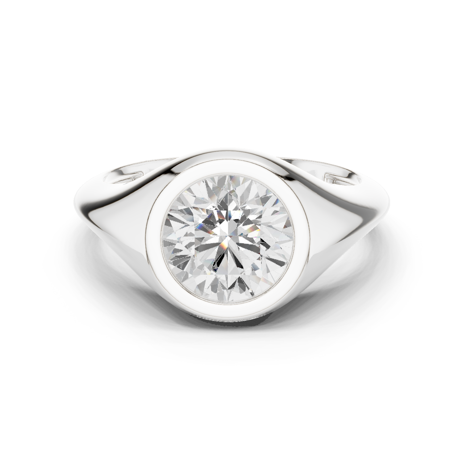 Gold Jewelry L36-4, Round center stone, White Gold