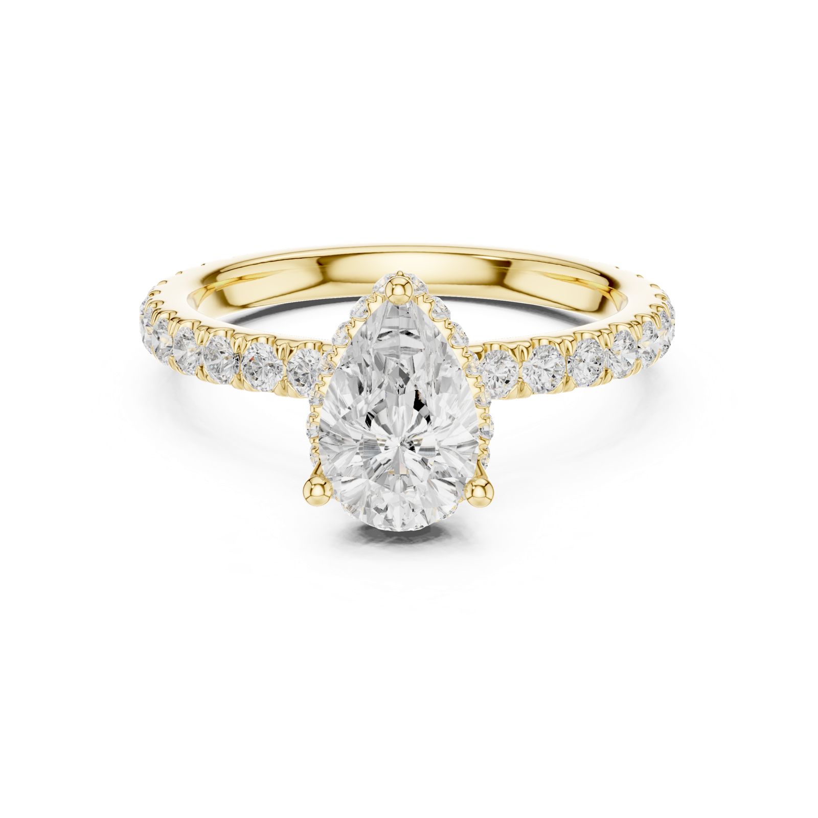 Gold Ring DDLR-165, Pear center stone, Yellow Gold, view 4