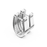14K Solid Gold Lab Diamond Huggie Earrings, White Gold, view 2
