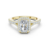 Gold Ring DDLR-043, Radiant center stone, Yellow Gold