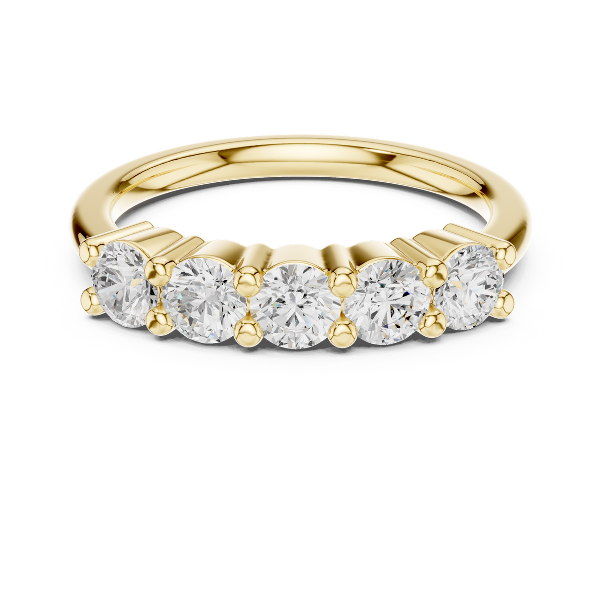 14K Solid Gold Lab Diamond Band Ring, Yellow Gold