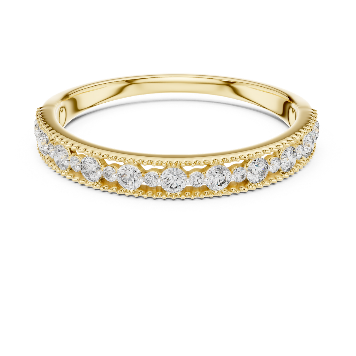 14K Solid Gold Lab Diamond Eternity Ring, Yellow Gold