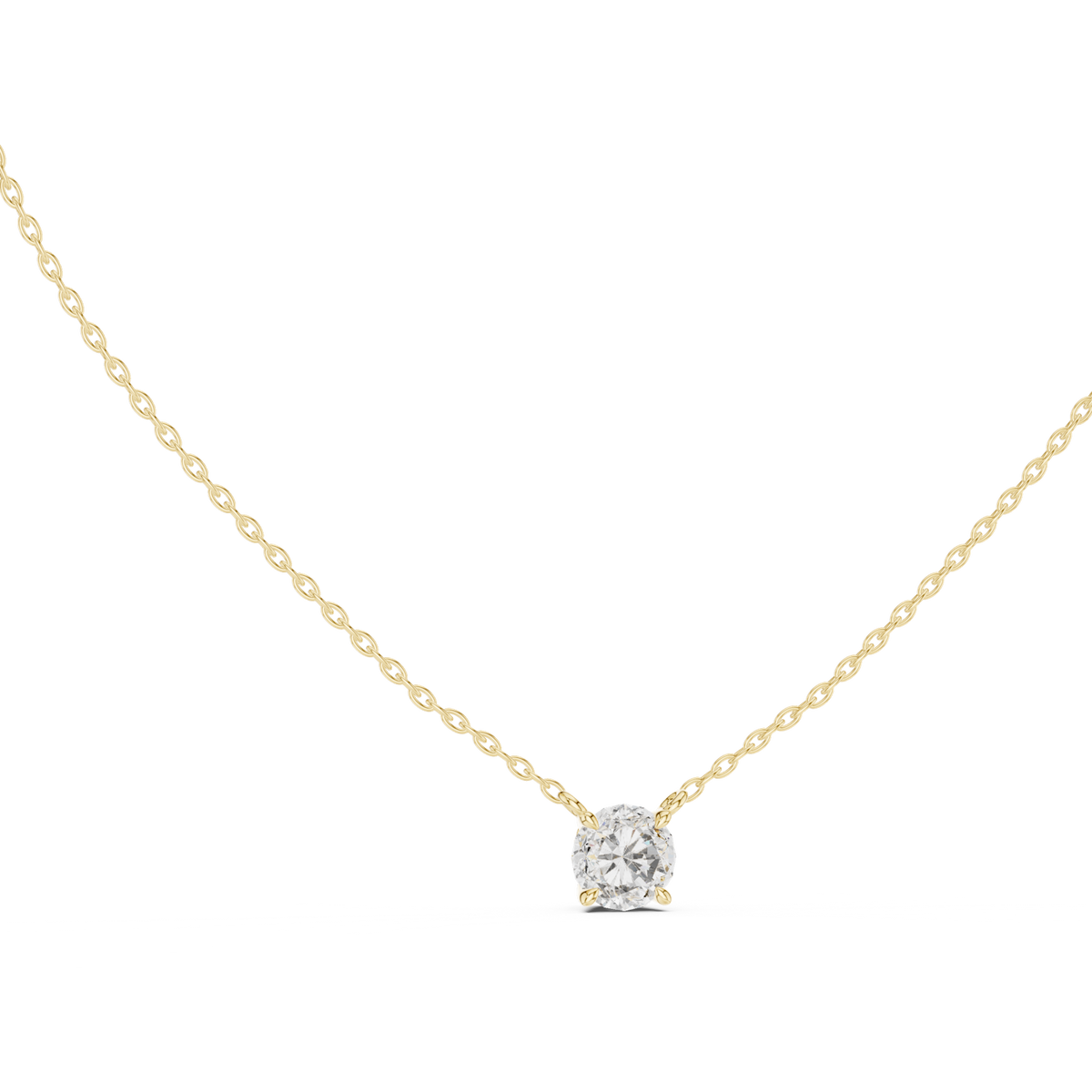 14K Solid Gold Lab Diamond Solitaire Pendant Necklace, Yellow Gold, view 1