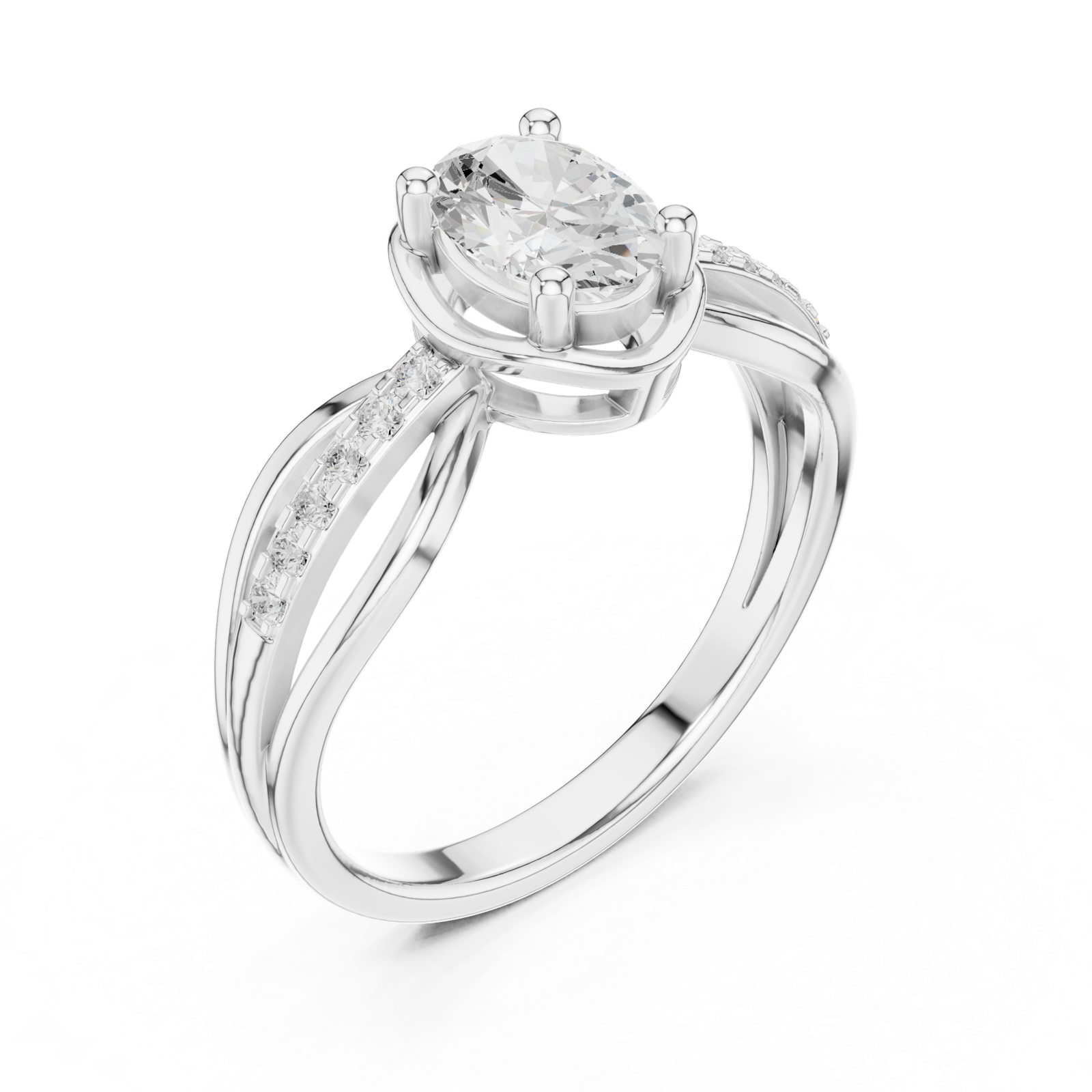 Gold Ring DDLR-523, White Gold, view 2