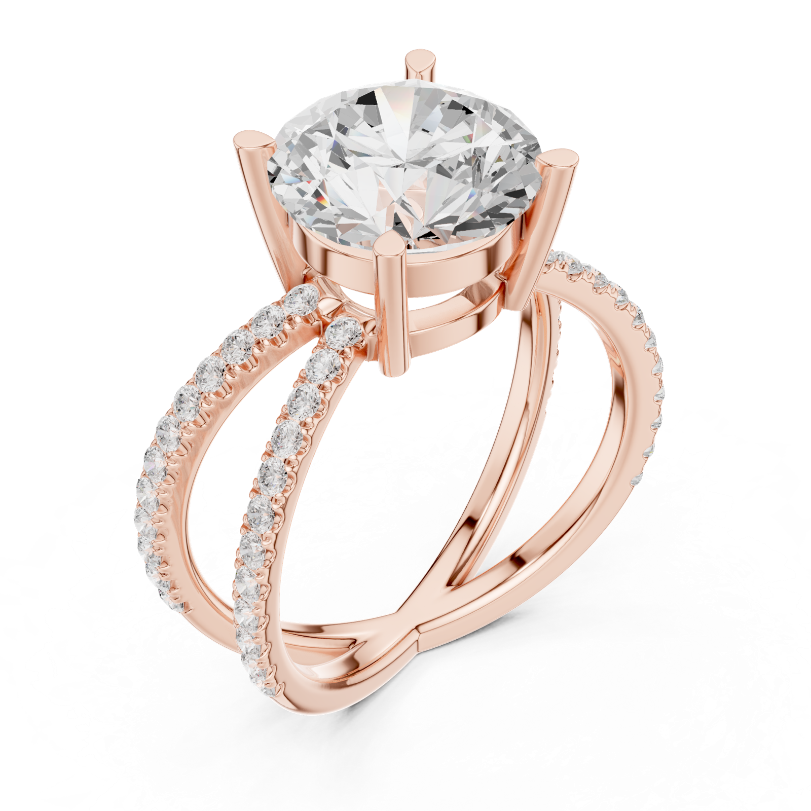 Gold Jewelry L36-25, Round center stone, Rose Gold, view 2