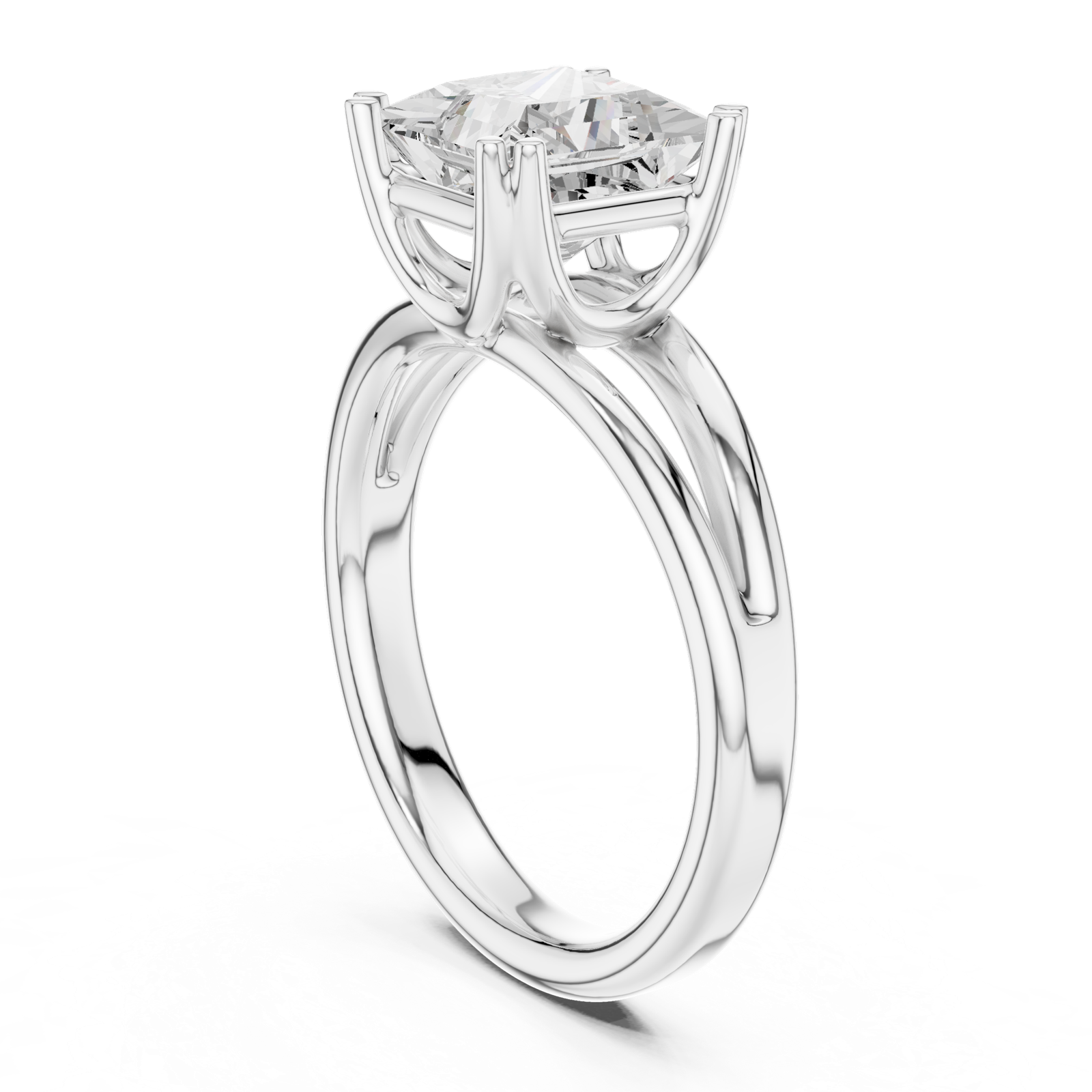 Gold Jewelry L36-7, Princess center stone, White Gold, view 1