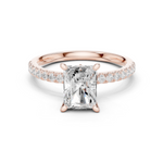 Gold Ring DDLR-256, Radiant center stone, Rose Gold