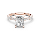 Gold Ring DDLR-256, Radiant center stone, Rose Gold