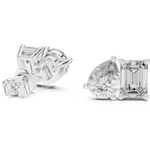 Gold Earrings L02-32, White Gold, view 1