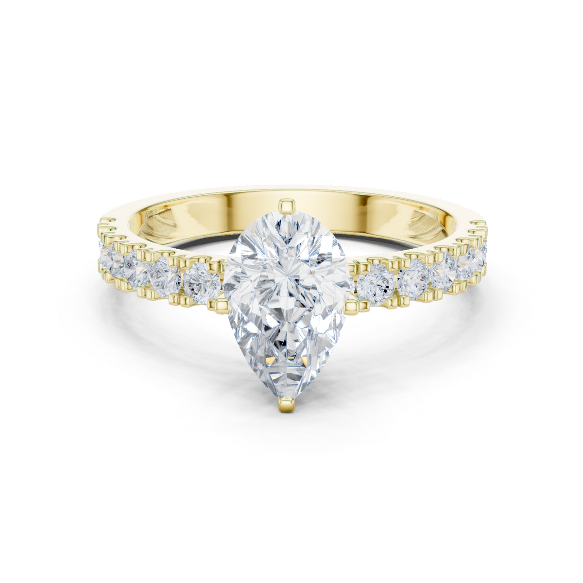 14K Solid Gold Lab Diamond Solitaire Ring, Yellow Gold