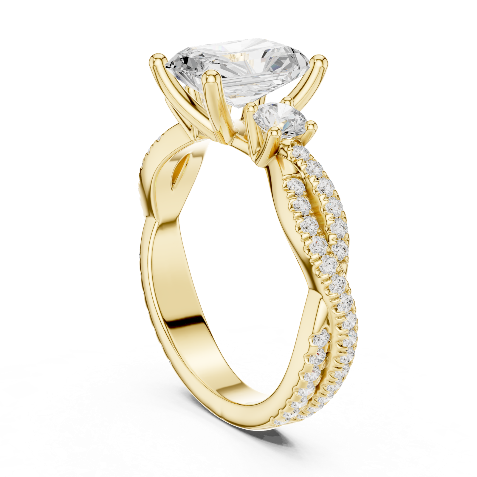 Gold Ring DDLR-281, Radiant center stone, Yellow Gold, view 1
