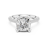 Gold Ring DDLR-260, Cushion center stone, White Gold, view 4