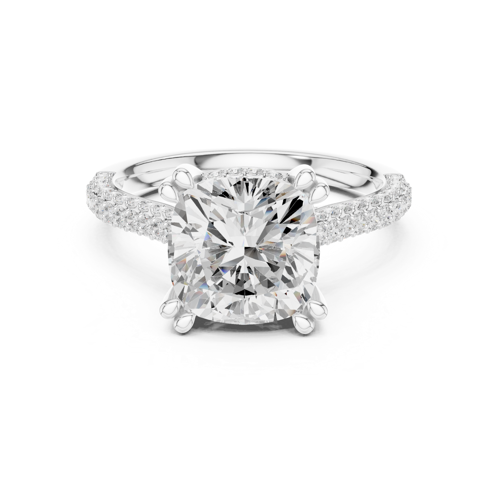 Gold Ring DDLR-260, Cushion center stone, White Gold, view 4