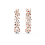 14K Solid Gold Lab Diamond Huggie Earrings, Rose Gold