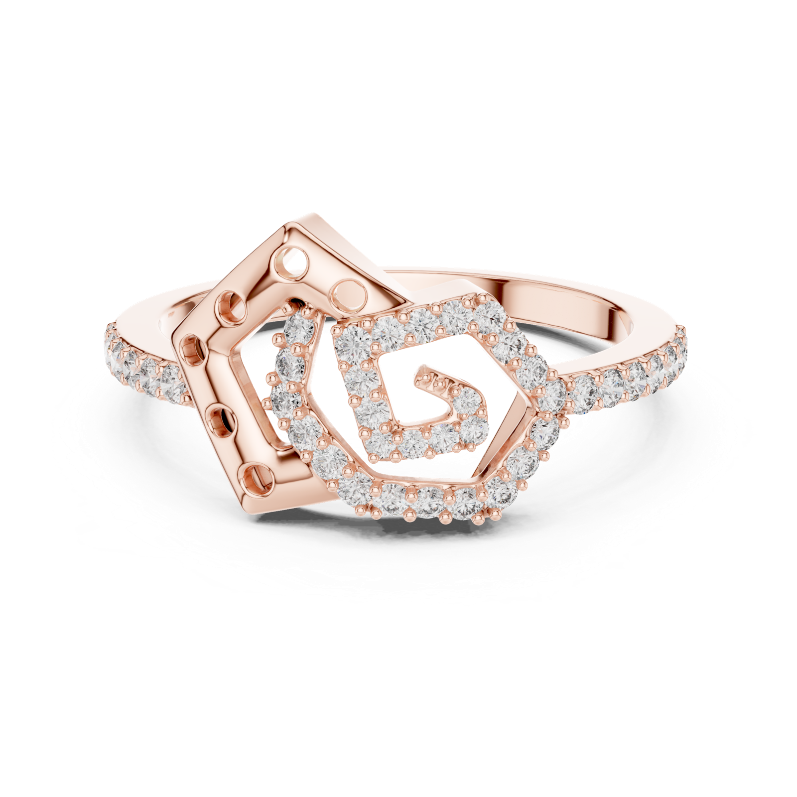 Gold Ring LR-01 (55), Rose Gold, view 4