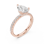Gold Ring DDLR-161, Pear center stone, Rose Gold, view 2