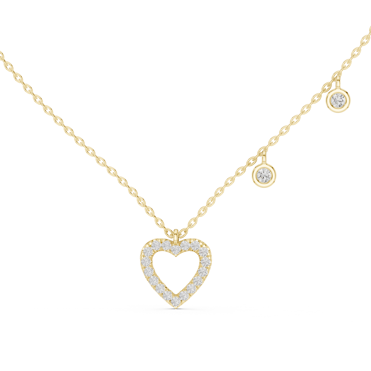 14K Solid Gold Lab Diamond Chain Necklace, Yellow Gold, view 4