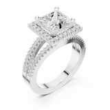 Gold Ring DDLR-350, Princess center stone, White Gold, view 2