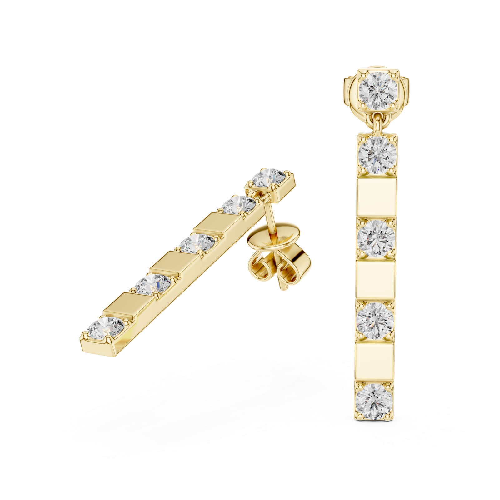 Gold Earrings L02-433, Yellow Gold, view 1