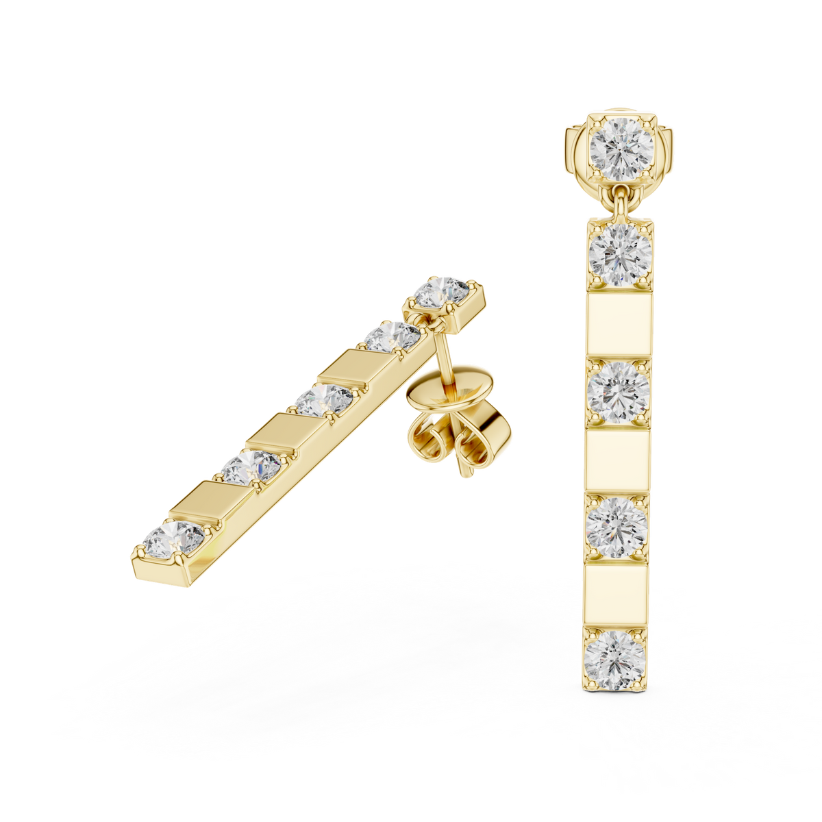 14K Solid Gold Lab Diamond Hoop Earrings, Yellow Gold, view 1