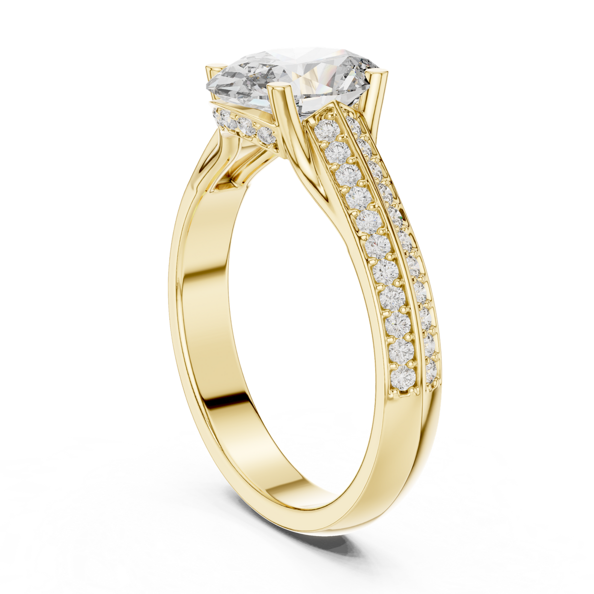 14K Solid Gold Lab Diamond Solitaire Ring, Yellow Gold, view 1