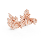 14K Solid Gold Lab Diamond Leaf Cluster Earrings, Rose Gold, view 3