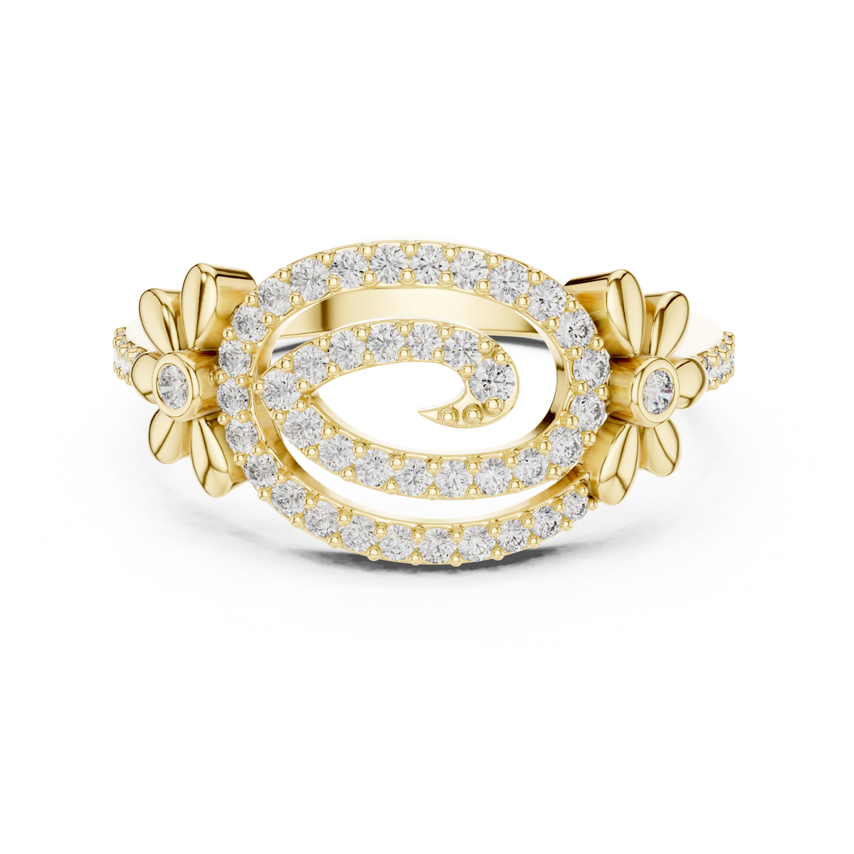 14K Solid Gold Lab Diamond Cluster Ring, Yellow Gold