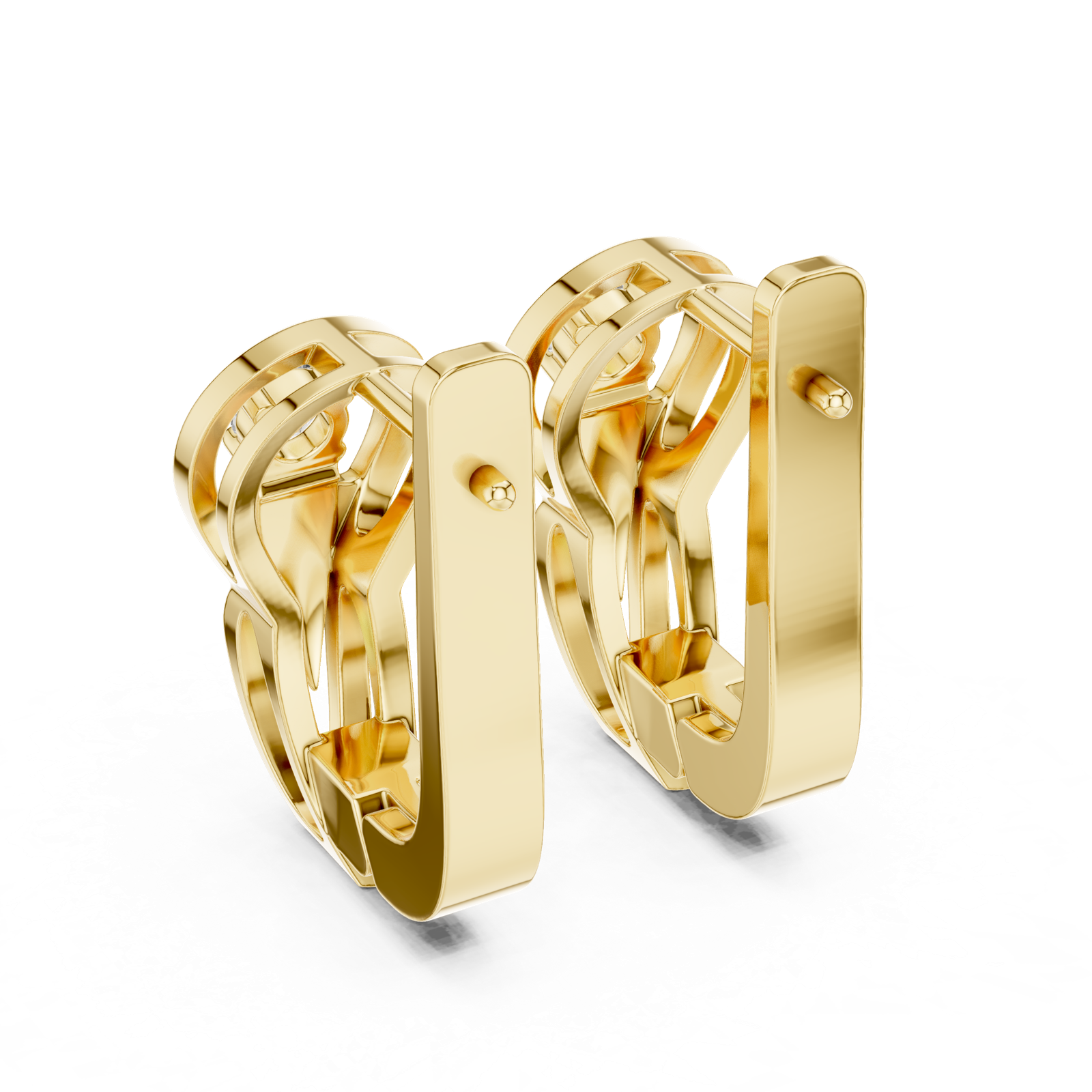 Gold Earrings L03-15, Yellow Gold, view 3