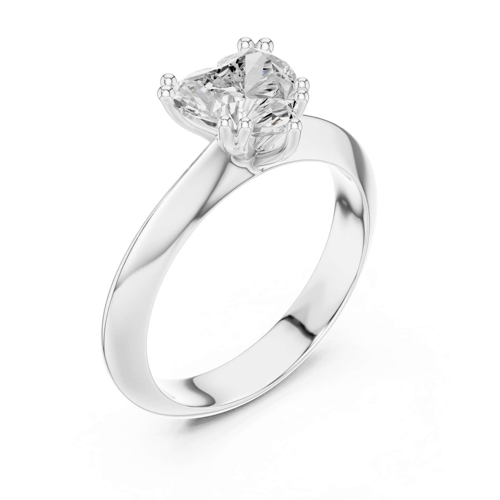 Gold Jewelry L36-8, Heart center stone, White Gold, view 2