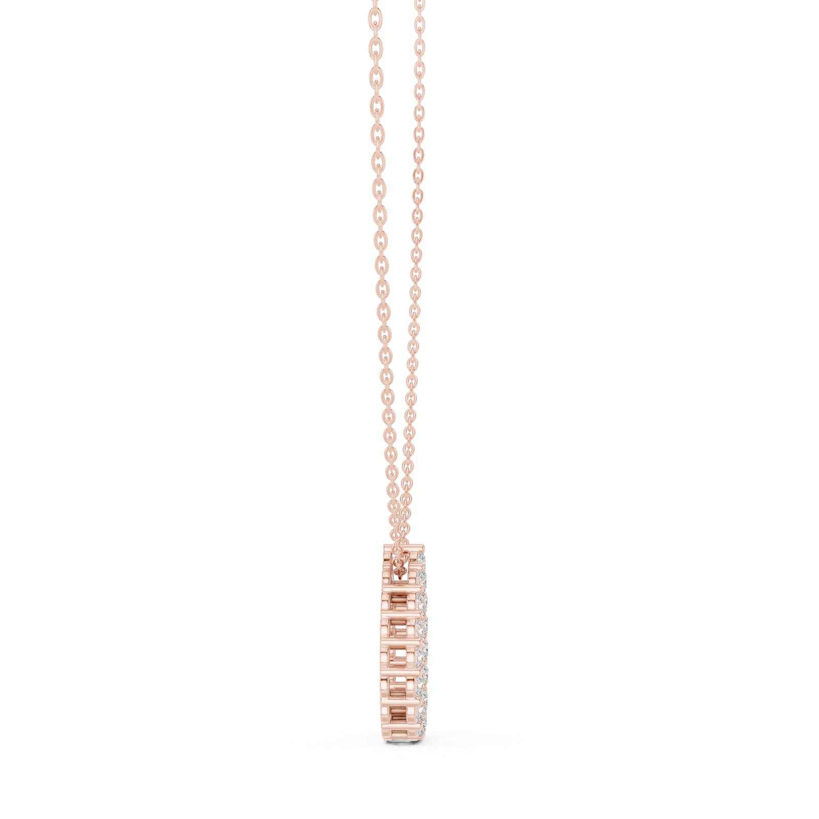 14K Solid Gold Lab Diamond Pendant Necklace, Rose Gold, view 3