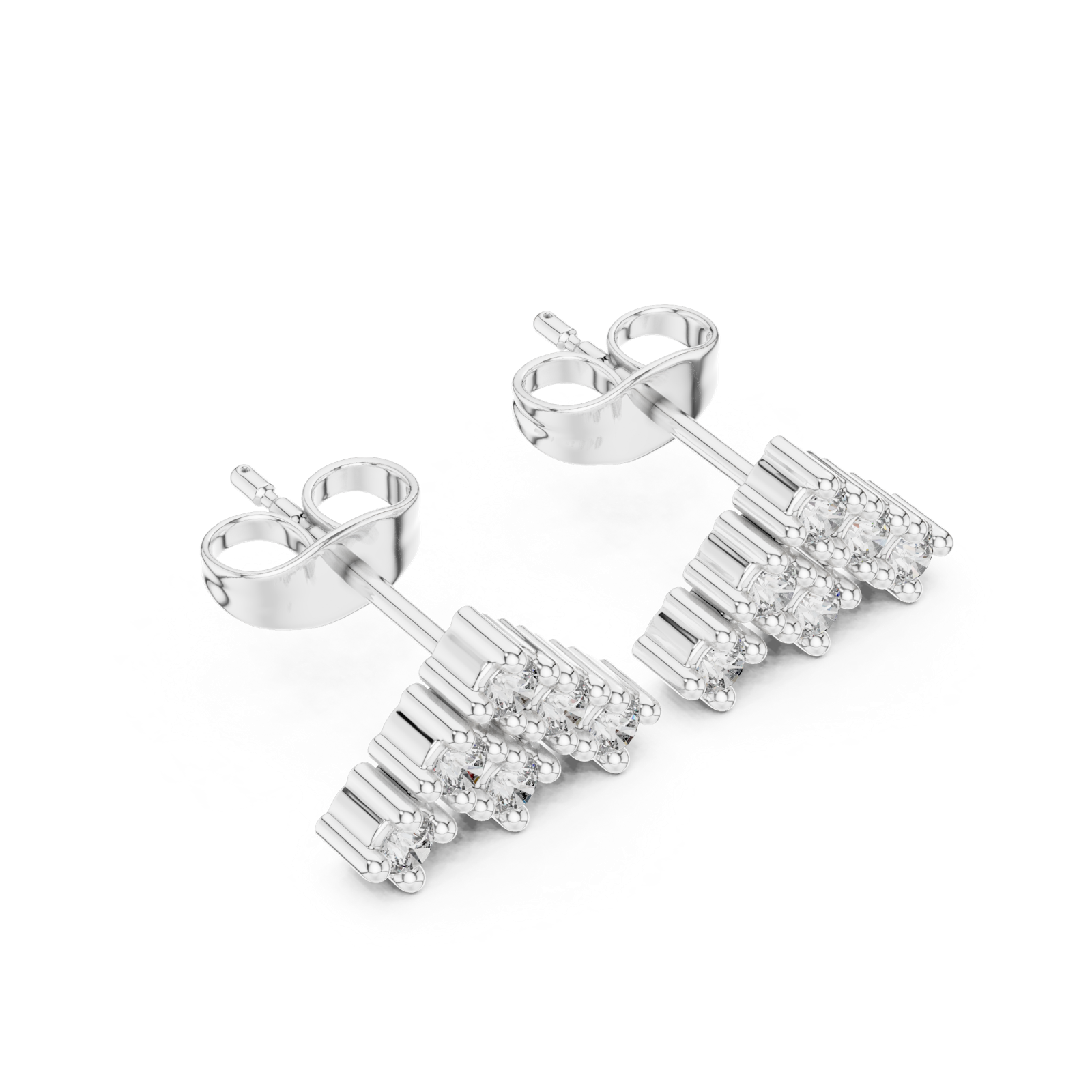 Gold Earrings 9-10065E, White Gold, view 2