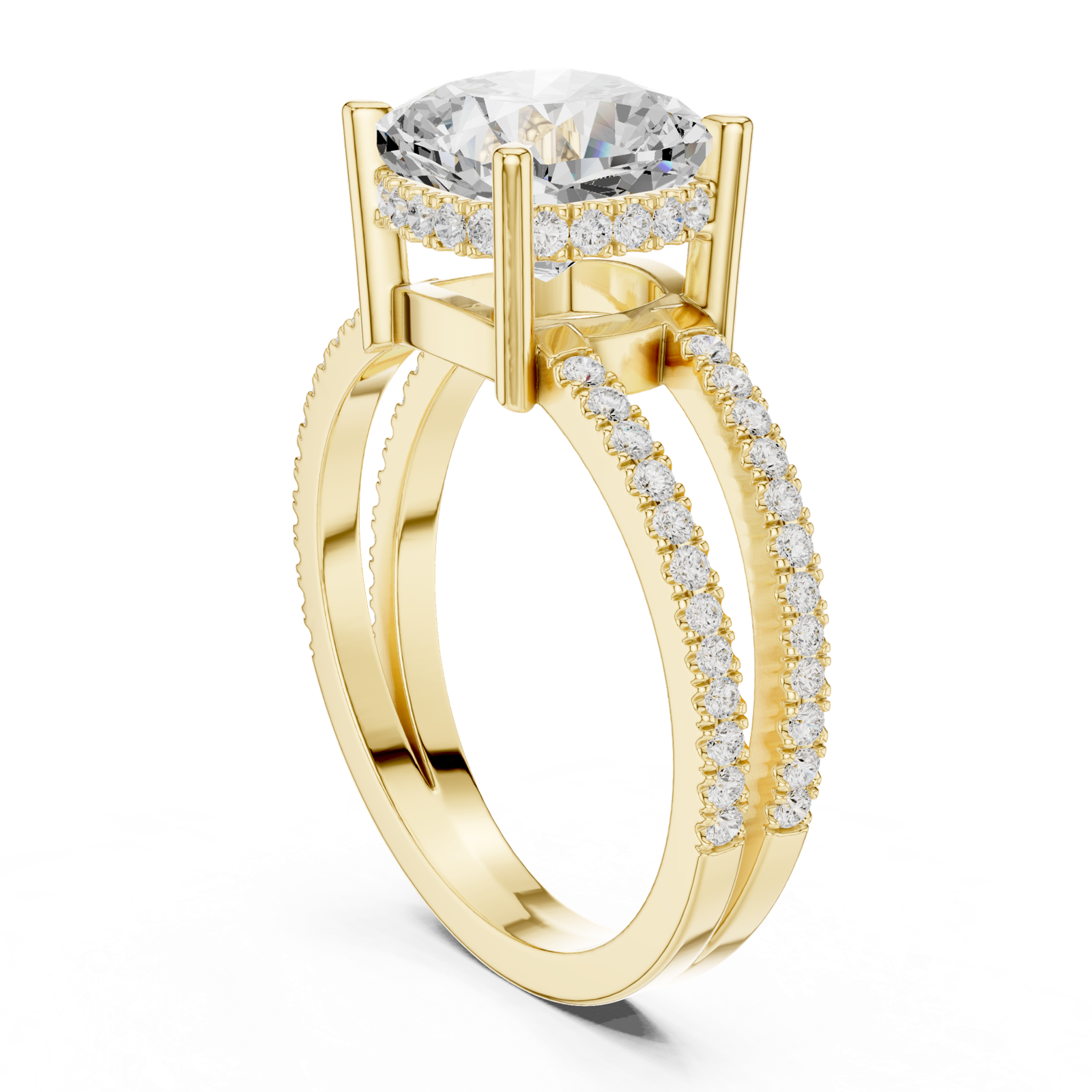 Gold Jewelry, Cushion center stone, Yellow Gold, view 1