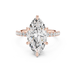 Gold Ring DDLR-259, Marquise center stone, Rose Gold, view 4