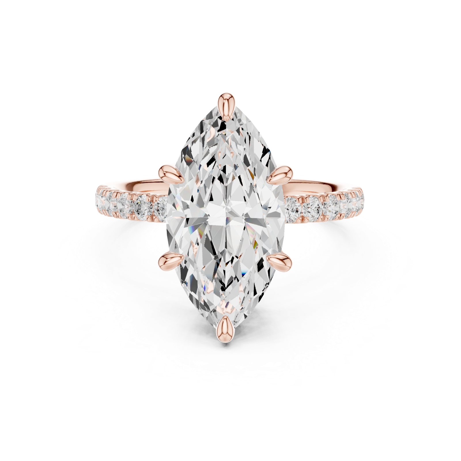 Gold Ring DDLR-259, Marquise center stone, Rose Gold, view 4