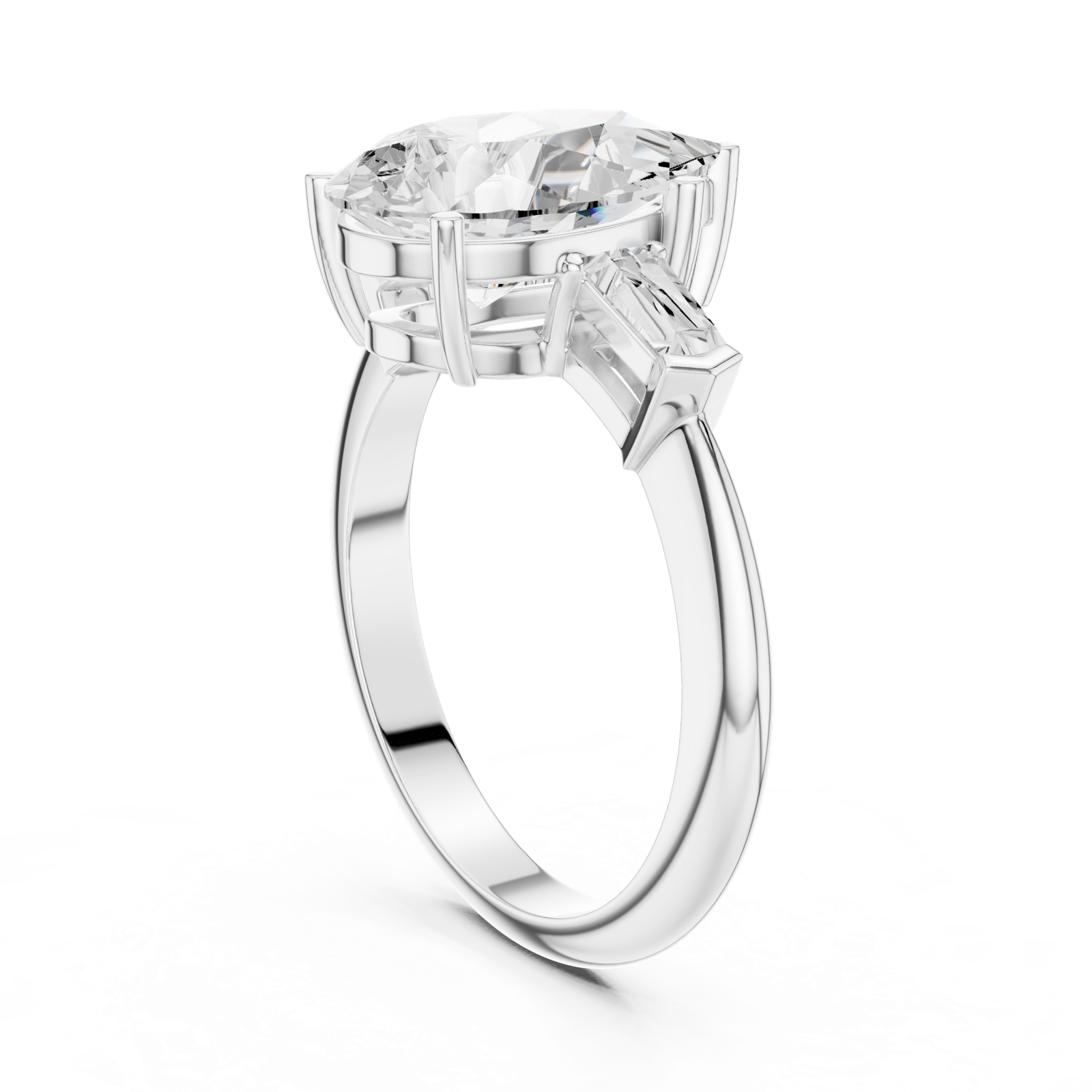 Gold Jewelry L35-67, Pear center stone, White Gold, view 1